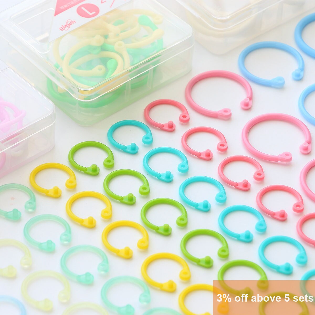 SHARKBANG S/L/XL Candy Color Loose Leaf Binder Book Rings 8/16/30pc In Transparent Box Buckle Rings Stationery Supplies