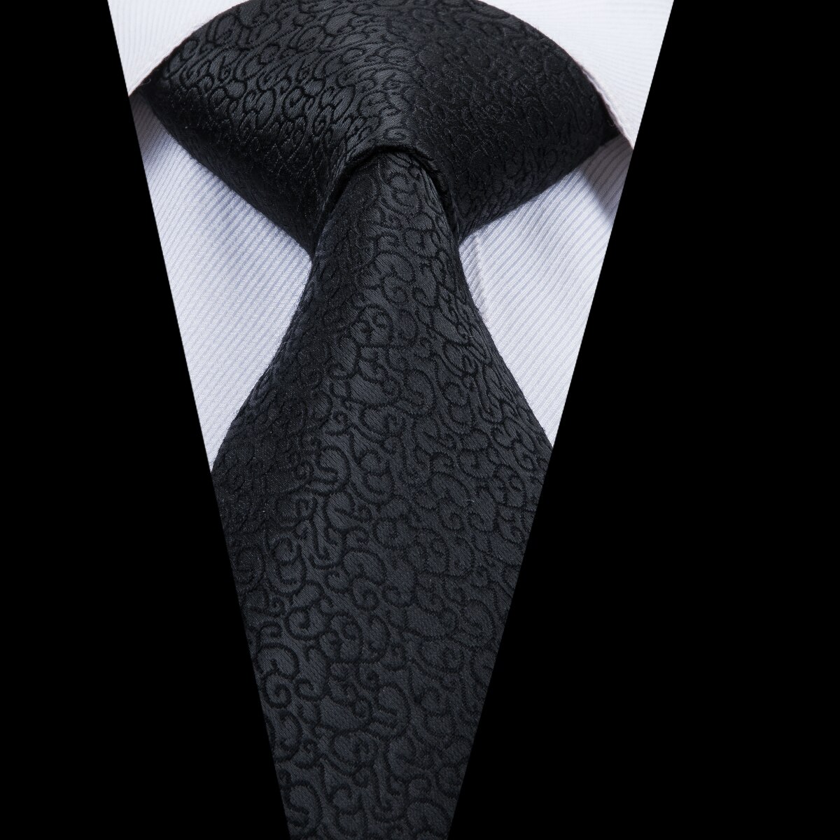 Hi-tie stijl 100%  zijden stropdassen zakdoek manchetknopen formele stijl voor zakelijk gebruik zwarte jacquard stropdas pak heren zakelijk c -3040