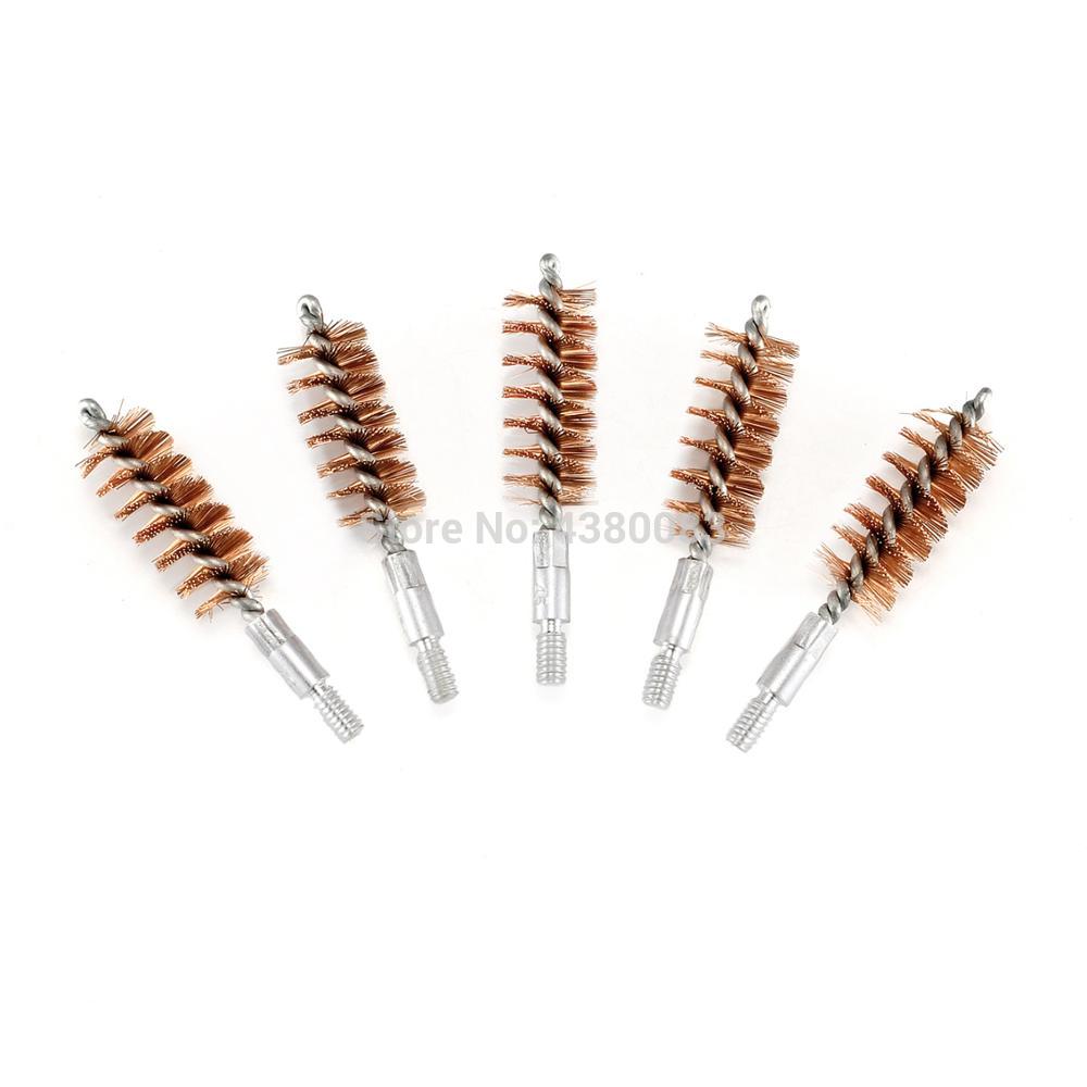 5 Pcs Bronze Bristle Bore Cleaning Short Brush .45 Cal 8x32 Thread with 50 Patches - JWSZ20ZH1