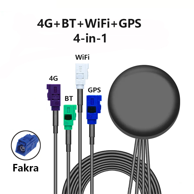 Antena piezas 4G + 4G + GPS + WIFI, Cuatro en Uno, 2,4G LTE + GPS + 2,4 Ghz, Bluetooth 5G, antena combinada para exteriores, pasta de 1,5 M, SMA FAKRA, 1 unidad: Castaño