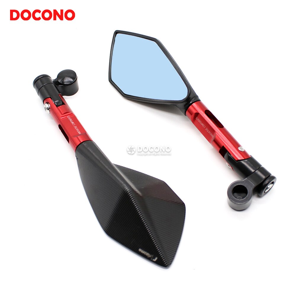 1 paar Motorfiets Accessoires Spiegels Motor CNC Aluminium Achteruitkijkspiegel Zijspiegel Wit Blauw Lens Motor Spiegels Universele
