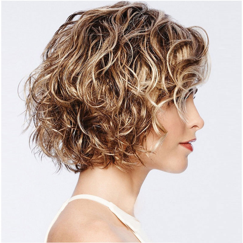Perucas de cabelo curto natural natural resistente ao calor encaracolado peruca macia para mulher