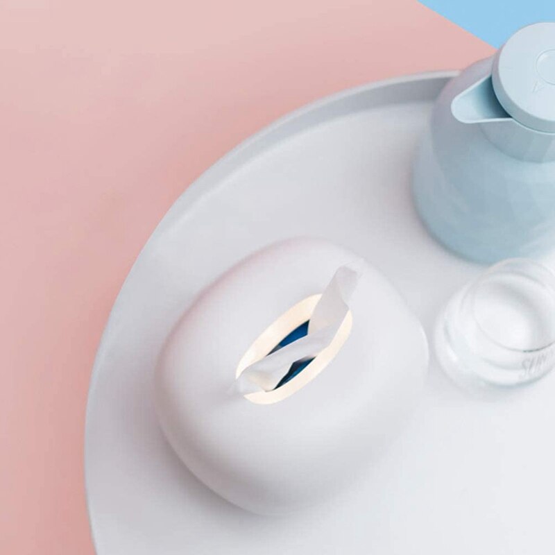 Tissue box led natlampe, tissue box cover, opbevaringshylde, papirhåndklæde opbevaringsboks sengebordslampe multifunktion genopladning