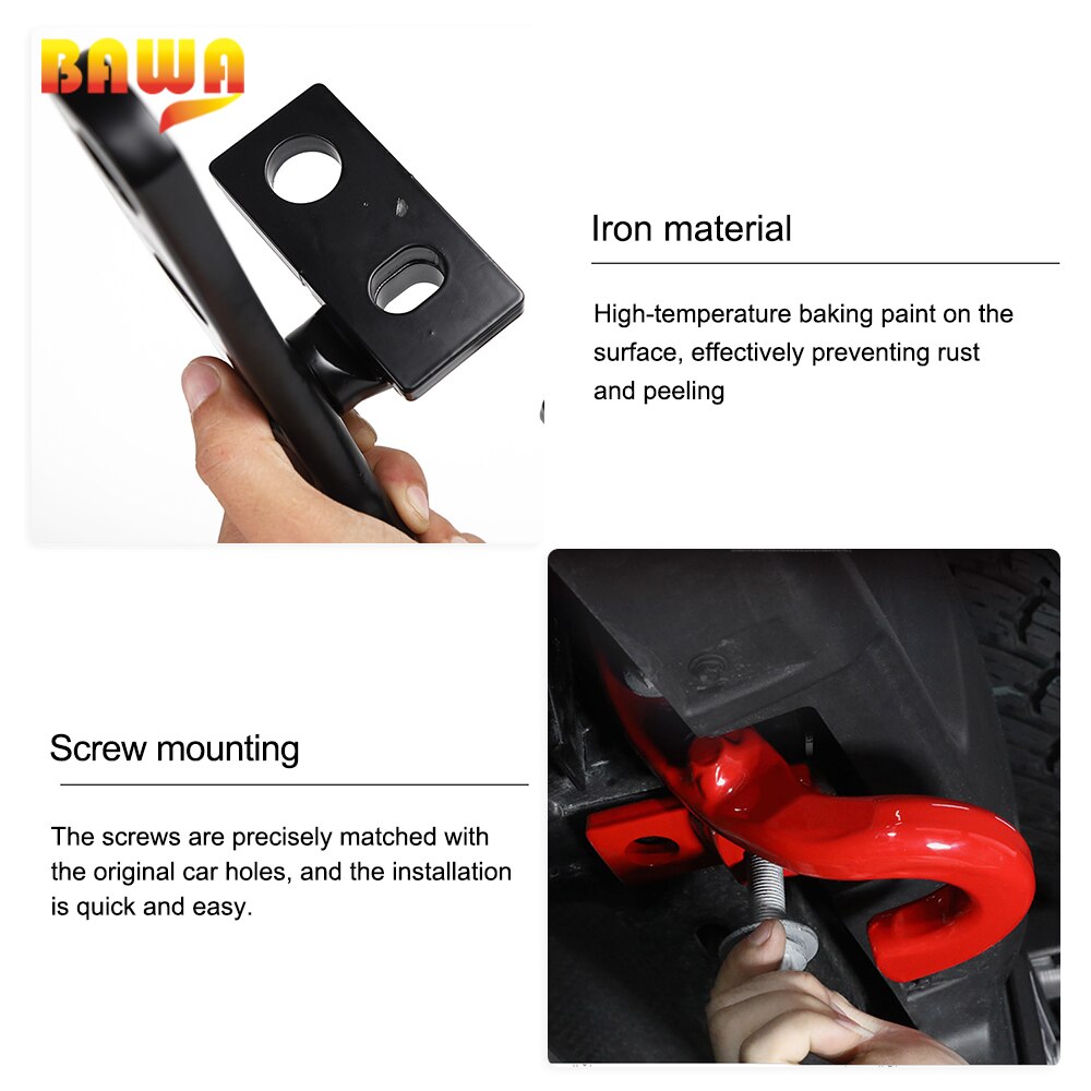 BAWA Auto Trailer Hook for Jeep Wrangler JL Vehicle Towing Hook Accessories for Jeep Wrangler JL + Car Exterior Parts