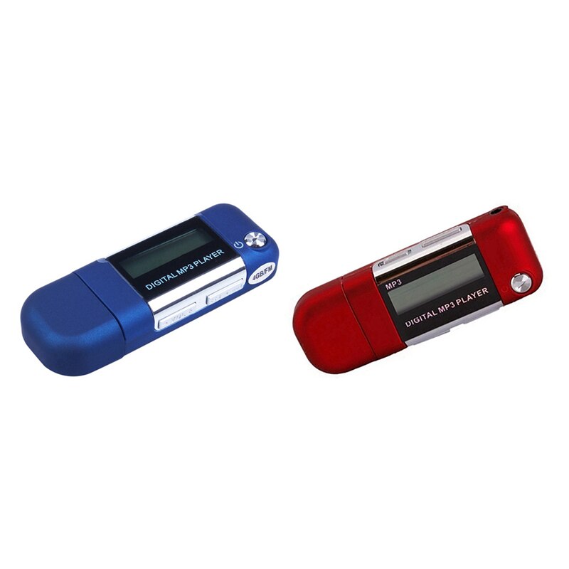 Reproductor de música Mp3, 4GB, disco U, compatible con batería AAA reemplazable, grabación, color rojo y azul, 2 uds.