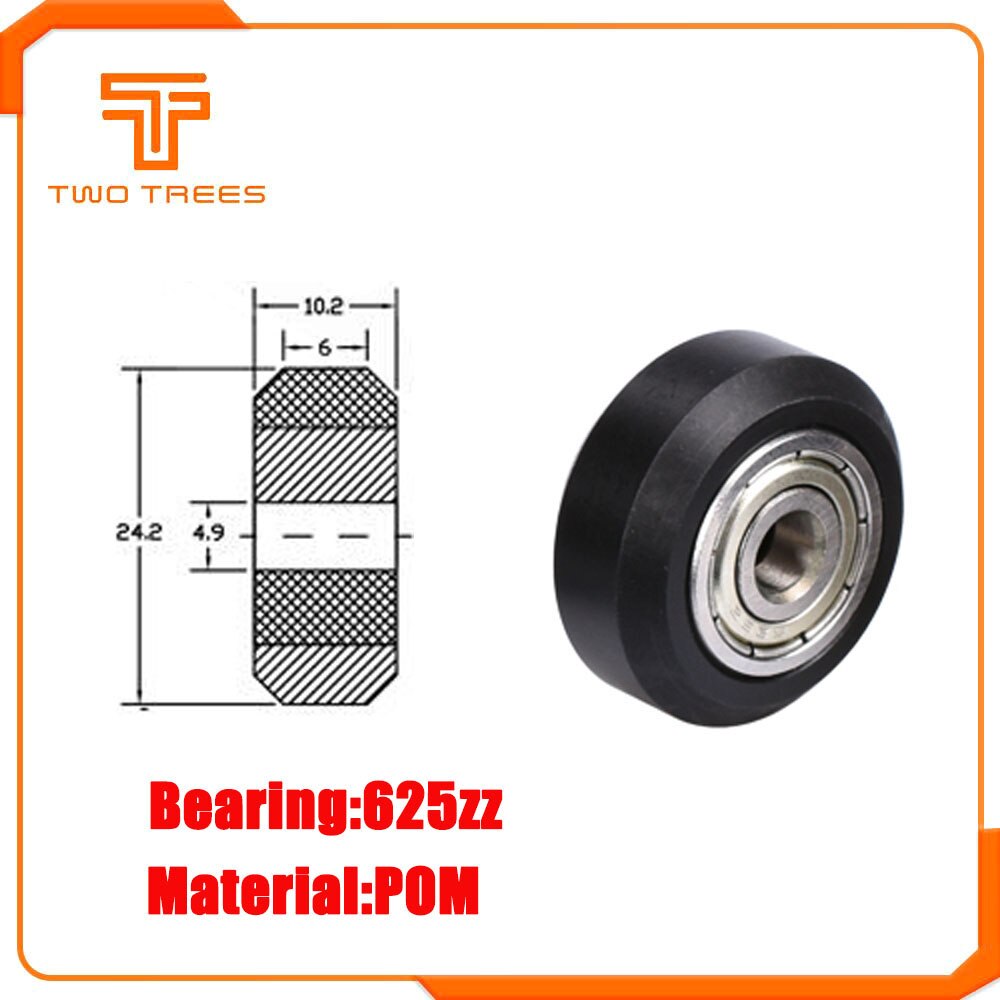 1PC Openbuilds plastic wheel pom with 625zz idler pulley gear passive round wheel perlin wheel for I3 Ender 3 CR10 3D Printer: POM Wheel