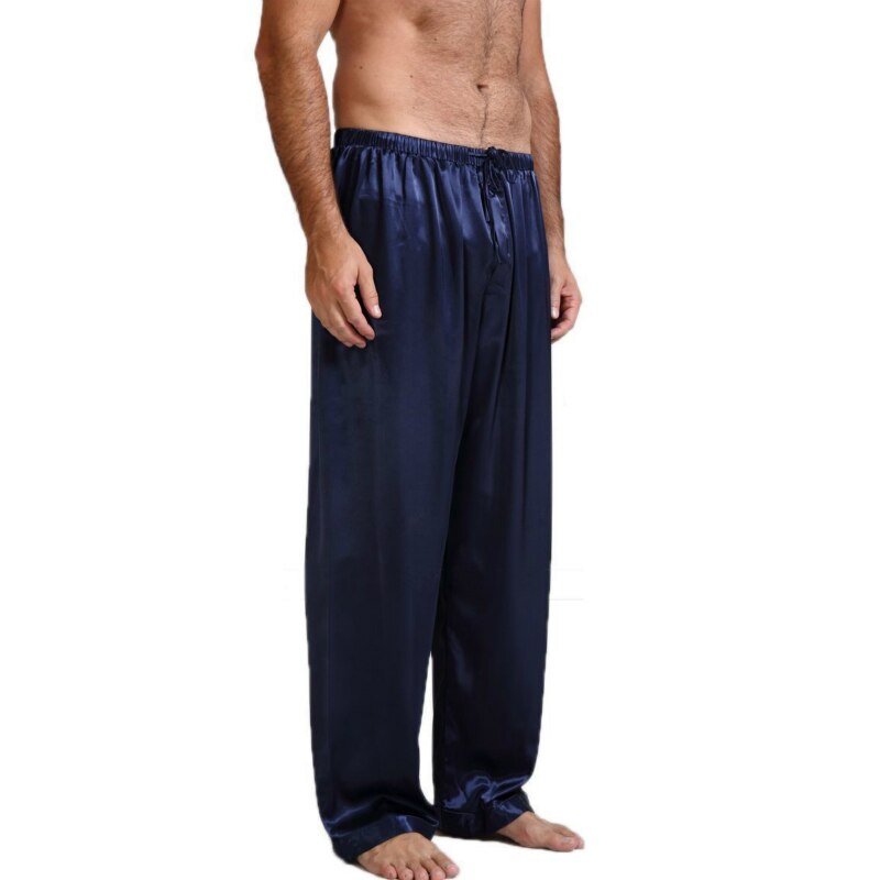 Ropa de dormir de satén para hombre, pijamas de seda, pantalones de salón, pantalones informales, ropa de dormir