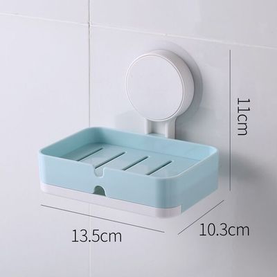 Porte-savon mural Double couche, support de rangement de salle de bains, ménage porte-savon étanche, accessoires de salle de bains: Blue A