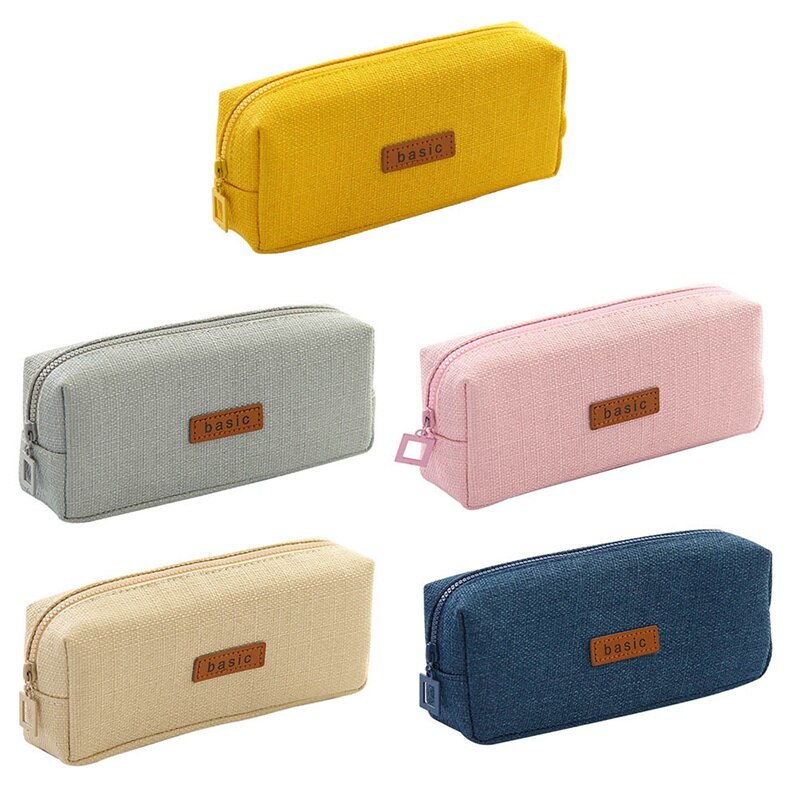 Estuche de lápices sólido Simple estuches de lápices para estudiantes de algodón Lino papelería lápiz artículos para la mochila del colegio bolsa de papelería