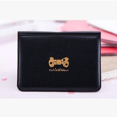 12 Bits Boog-knoop Afdrukken Kaart Geval Meisje Vrouwen Zakelijke Creditcard Houder Lederen Id Kaarthouder Cover kaarthouder Portemonnee: black