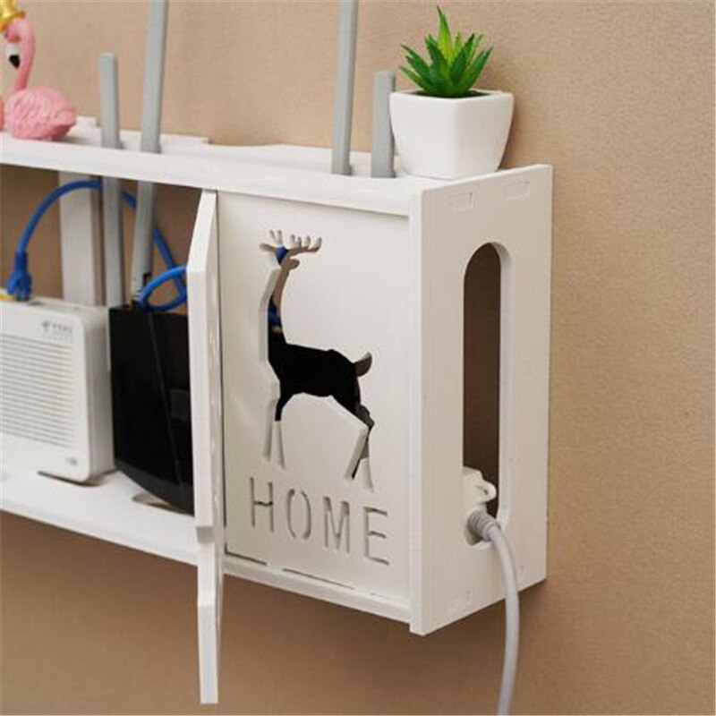 Storage Box Wireless Wifi Router Wall Hanging Plug Board Bracket Cable Organizer PVC Panel Shelf Home Decor