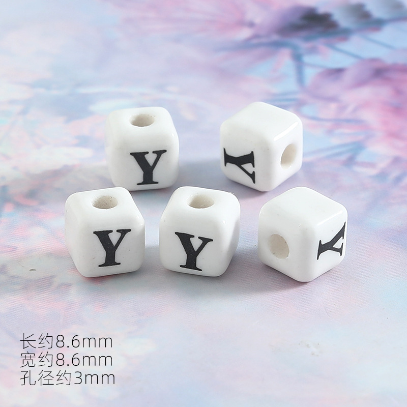 8mm Keramik Buchstabenperlen Diy Schmuck Armbänder Handgefertigtes Accessoire 5/10 Stück: Armee Grün / 2MM