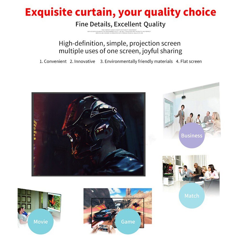 16:9 Projector Screen Portable Video Screen Widescreen Foldable Anti-Crease
