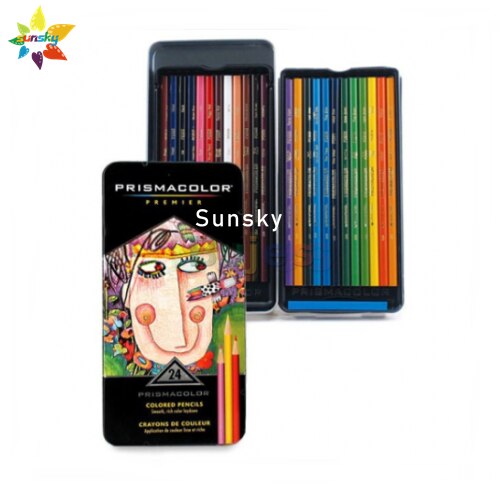 Originele 24 48 72 132 150 Prismacolor Premier Zachte Kleurpotlood Prismacolor Sanford Schets Potlood Met 10 Art Gereedschap Tin doos: 24 color
