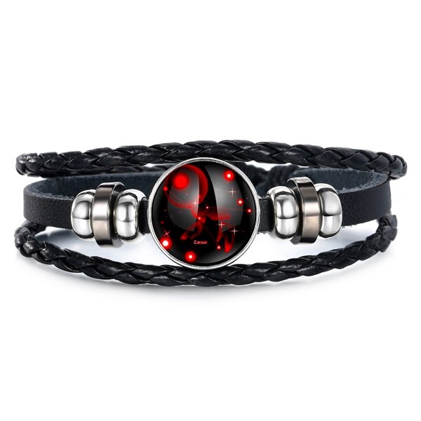 Ifmia 12 konstellationer læder stjernetegn med perler armbånd armbånd til mænd drenge smykker rejsetilbehør: 9