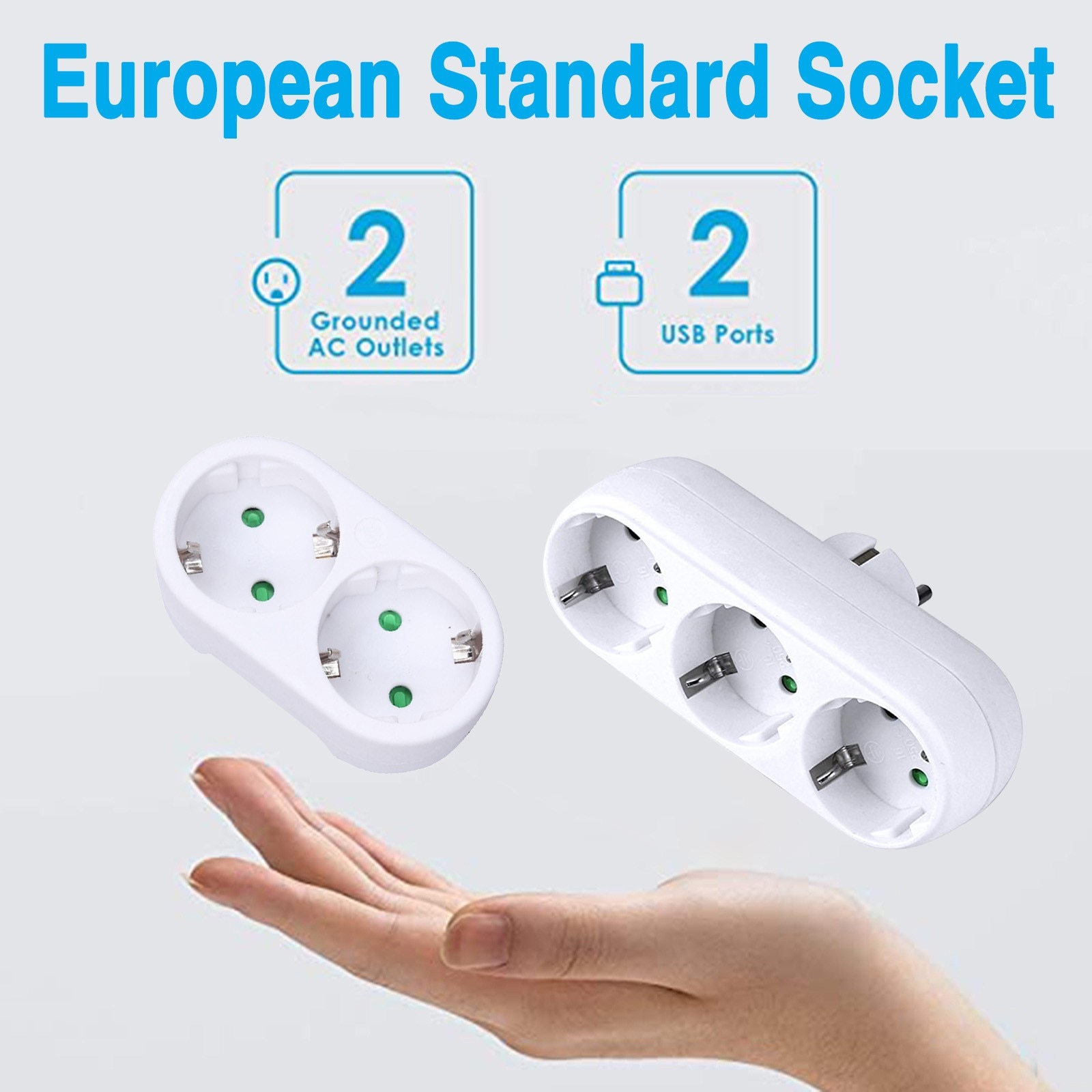 European Standard Socket Round Plug 2/3 Holes Socket Switch On Off Power Adapter Socket Wall Outlet Socket Switch On Off #T1P