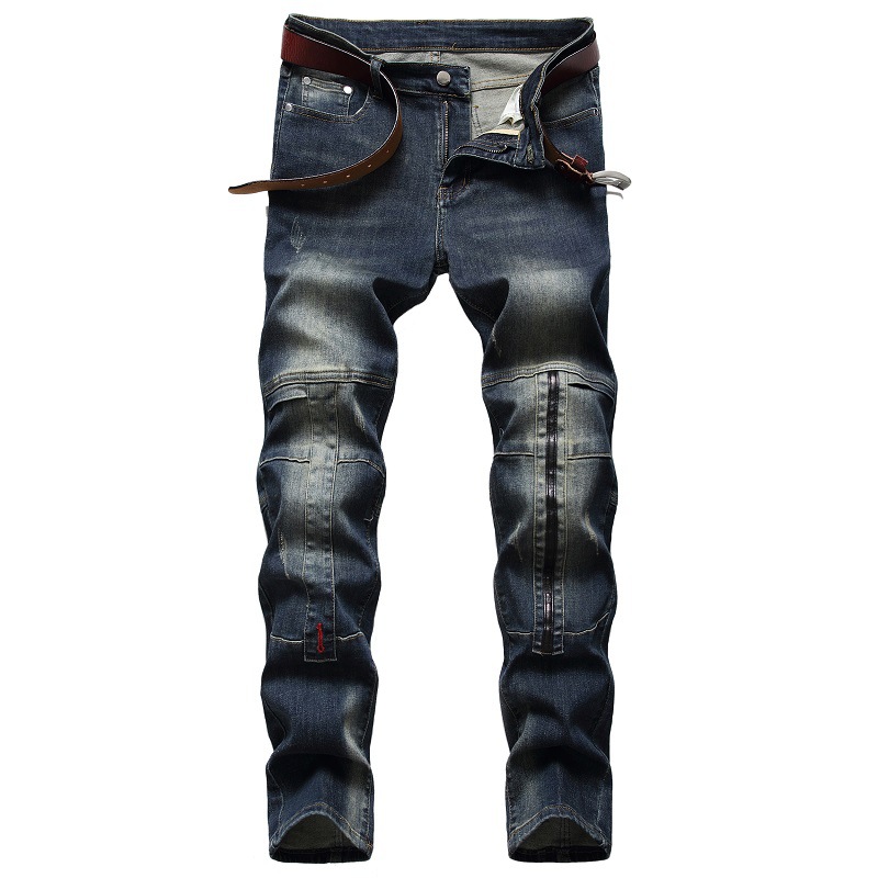 2022 European And American Stretch Jeans Denim Men Nostalgic Personality Stitching Trendy Pants European And American Large Size: 38