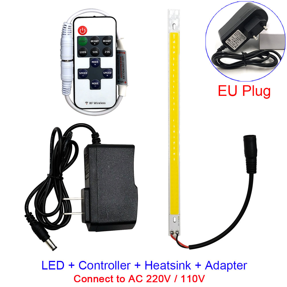 Fjernstyrt led-barlys, dimbar cob led-lampe, 200mm cob-stripe med dimmer, 12v 220v 10v led-belysning for diy-dekor, bilpærer: Burgunder / Rgb