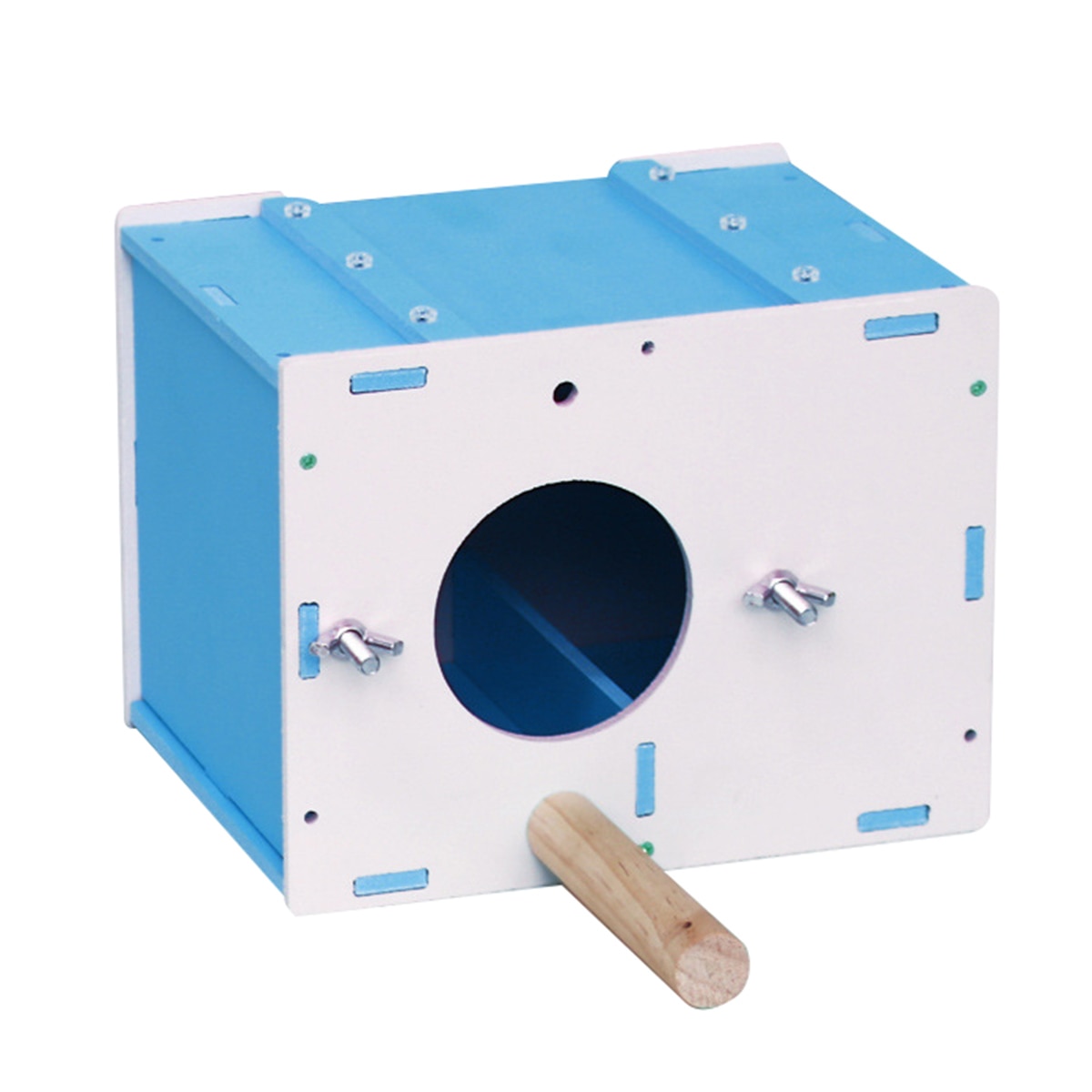 Wood Bird Nesting Box Budgie Parakeet Breeding Box Birdhouse With Perch For Parakeets Lovebirds Cockatiel Parrots Birds: Blue