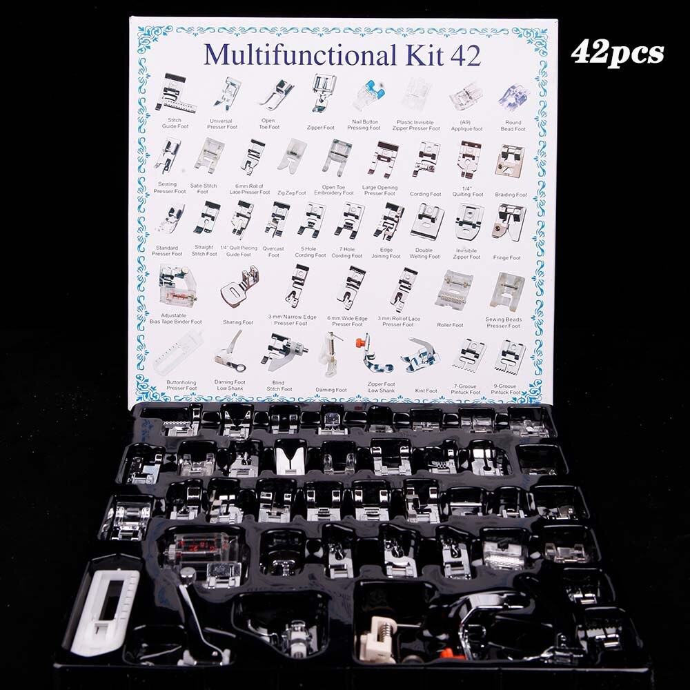 16/32/35/42/45/52/62 Brother Singer Janome Darning Sewing Machine Presser Foot Feet Domestic Braiding Blind Stitch Accessories: Press foot 42pcs