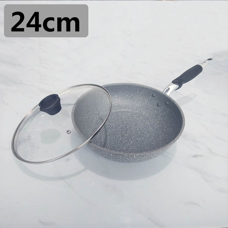 Sartén antiadherente Wok, sartén para freír, Caldero, cocina de inducción, sartenes para tortitas, sartén para huevos, estufa de Gas para el hogar y el jardín: wok pan 24cm lid