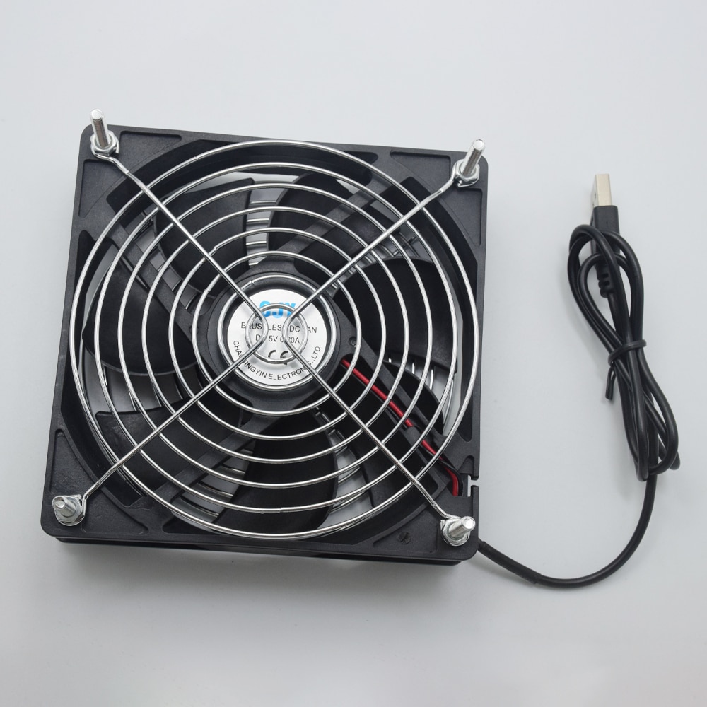 TV Box Draadloze Router Koelventilator DC 5 v USB Power 120mm 120x120x25mm 12 cm Stille Rustige Computer Cooler W/Schroeven en Grill Guard