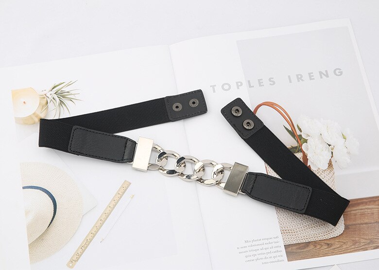 Luxury Gold Chain Belt Elastic Silver Metal Waist Belts for Women Stretch Ladies Coat Ketting Riem Waistband 2.3cm: Style 1 Silver