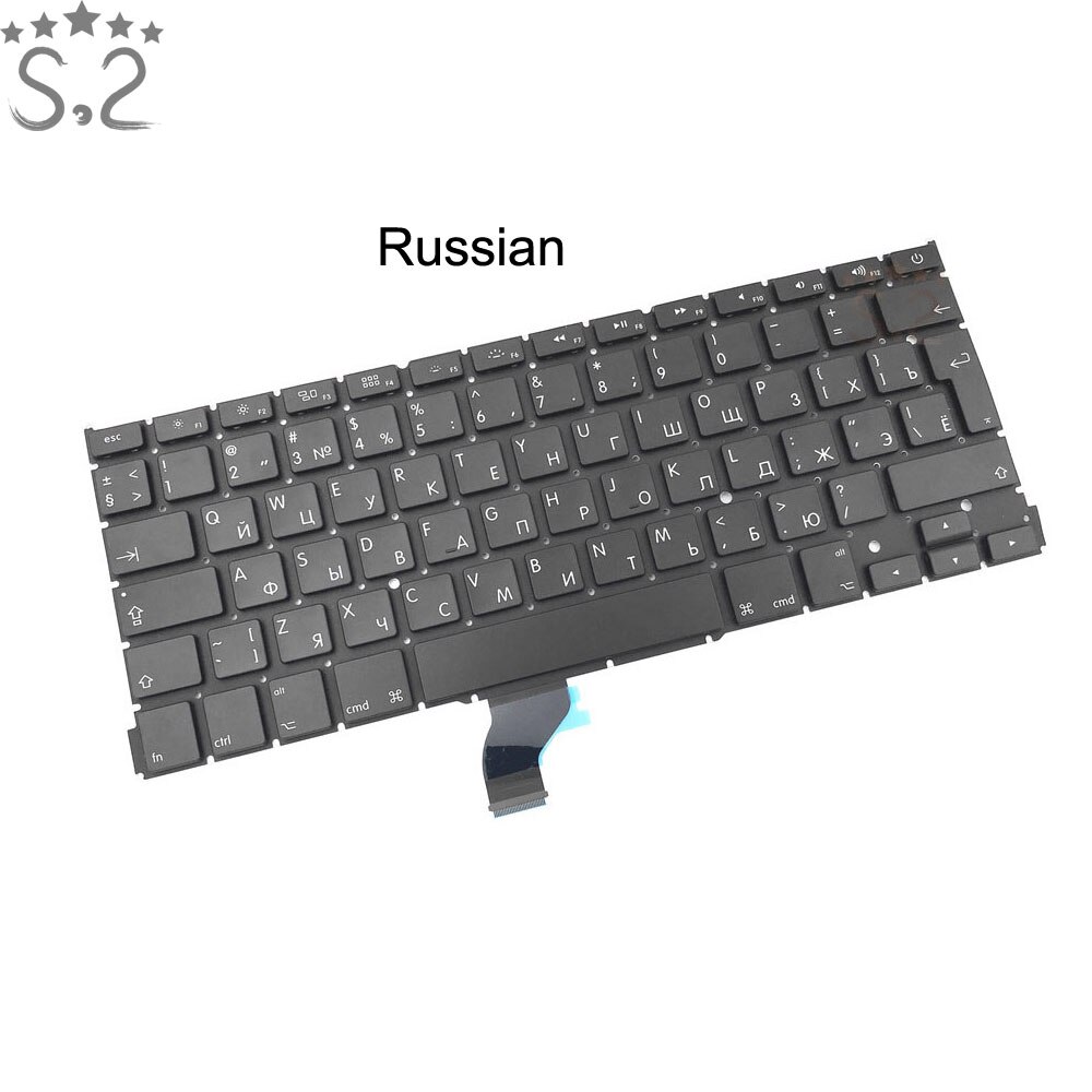 Keyboards For Macbook Pro Retina 13" A1502 Keyboard Replacement French/German/Italian/Koran/Russian/Spanish/UK/US/Arabic/Turkish: Russian