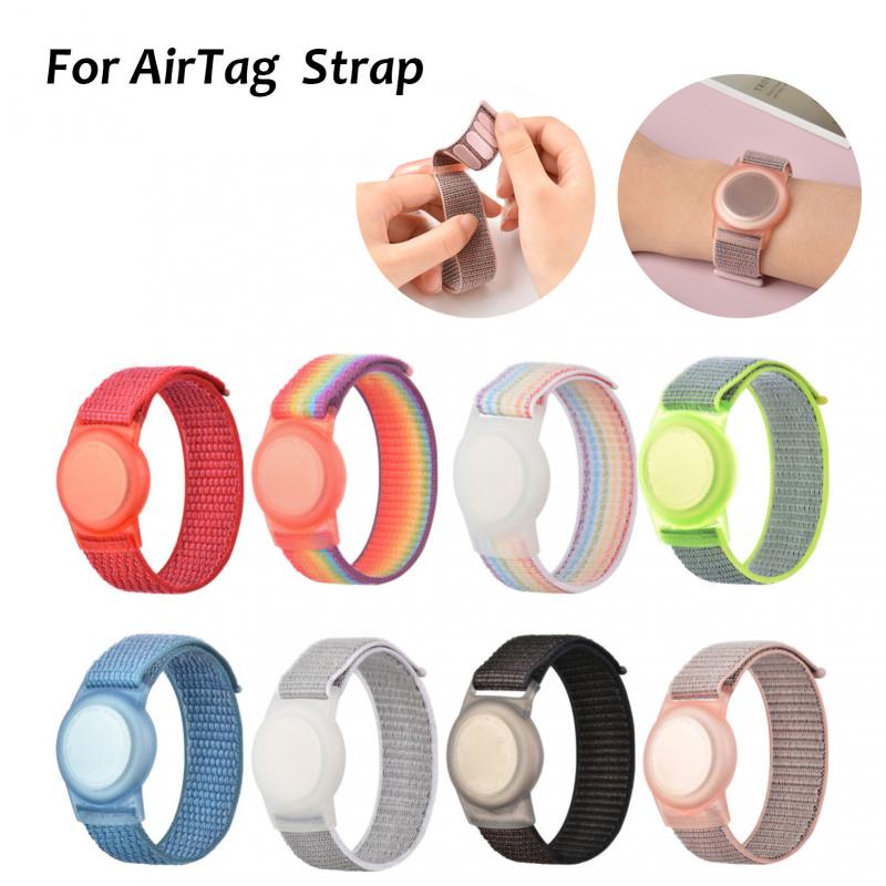 Dla Apple Airtag Nylon + TPU pasek dziecko dorosły GPS Finder kolorowe ochronne silikonowe etui do AirTag Case opaska na nadgarstek z trackerem