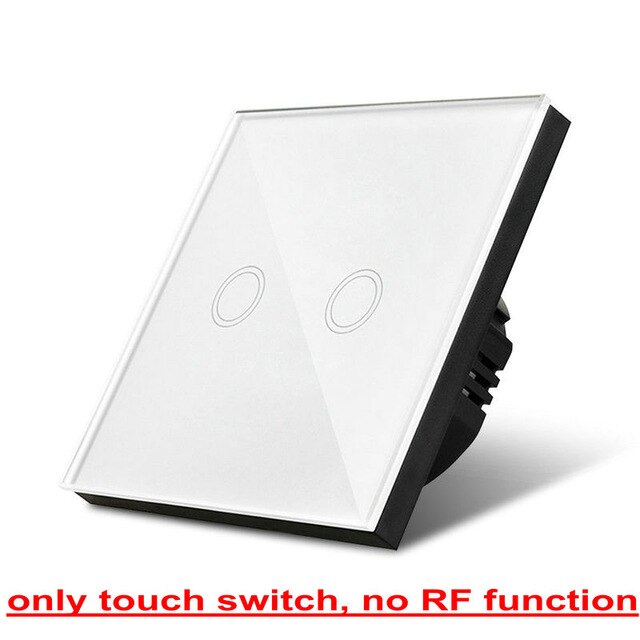 EU/UK Standard Bonda Wall Switch, Light Touch Switch 2 Gang 1 Way AC110V-240V Wall Touch Switch: White 2 open