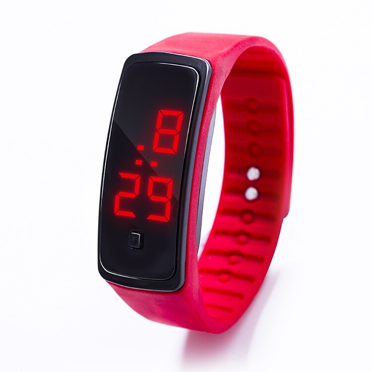 13 kleuren heren dames rode led horloges siliconen dames armband led horloge led digitaal meisjes sporthorloge relogio masculino: Rood