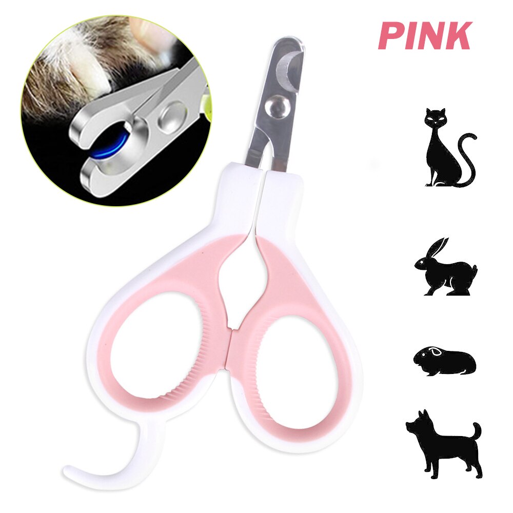 Nagelklippare för husdjur trimning sax klippare klo böjd radian nagelsax trimmer för liten katt hund: Rosa