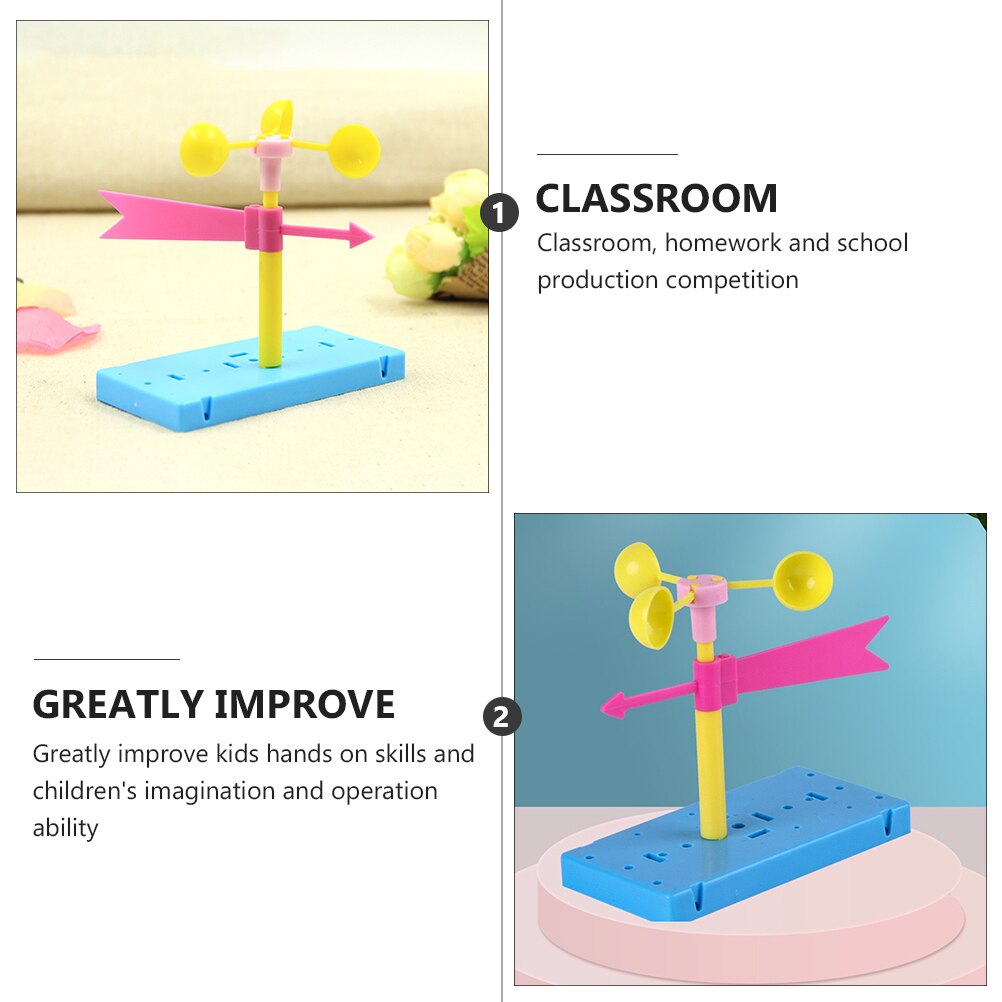 2 Sets DIY Hand-made Anemometer Wind Vane Wind Measurement for Children