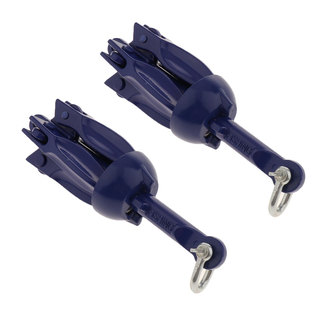 Ancla plegable sólida Grapnel, para pesca en Kayak, con revestimiento azul antioxidante, 2 uds.