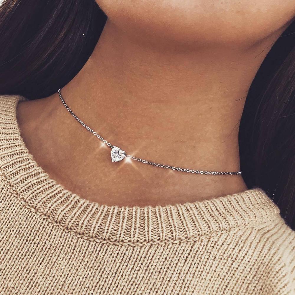 Punk Multi Layered Crystal Zircon Choker Necklace Collar Statement Star Crescent Love Heart Retro Pendant Clavicle Chain Jewelry: 7