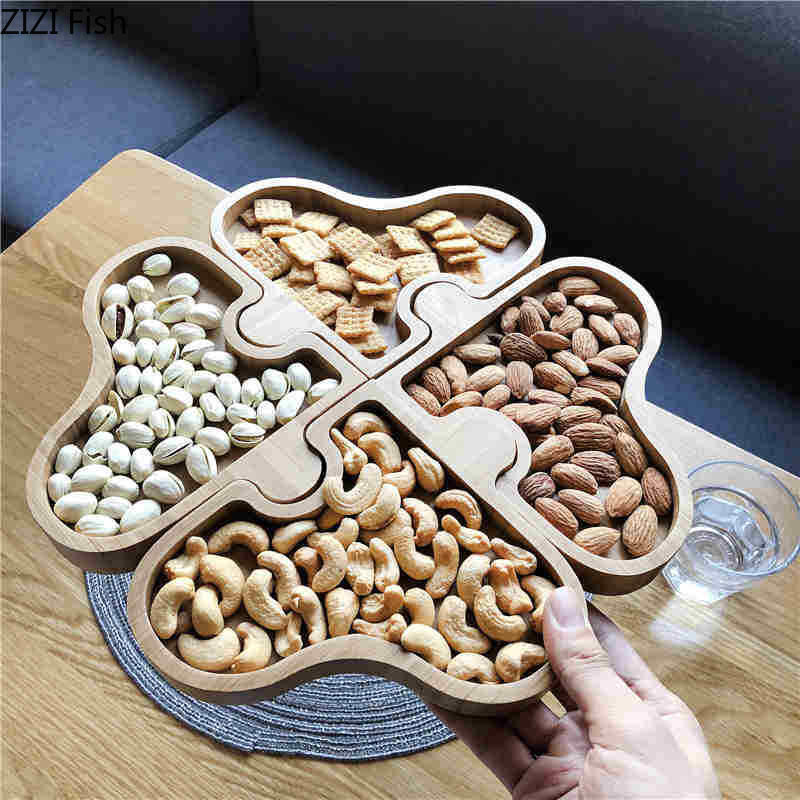 Frugttallerken hjemme snack tallerken træ slik fad køkken hjemme forsyning tørret frugt snacks nødde desserter tallerken bakke