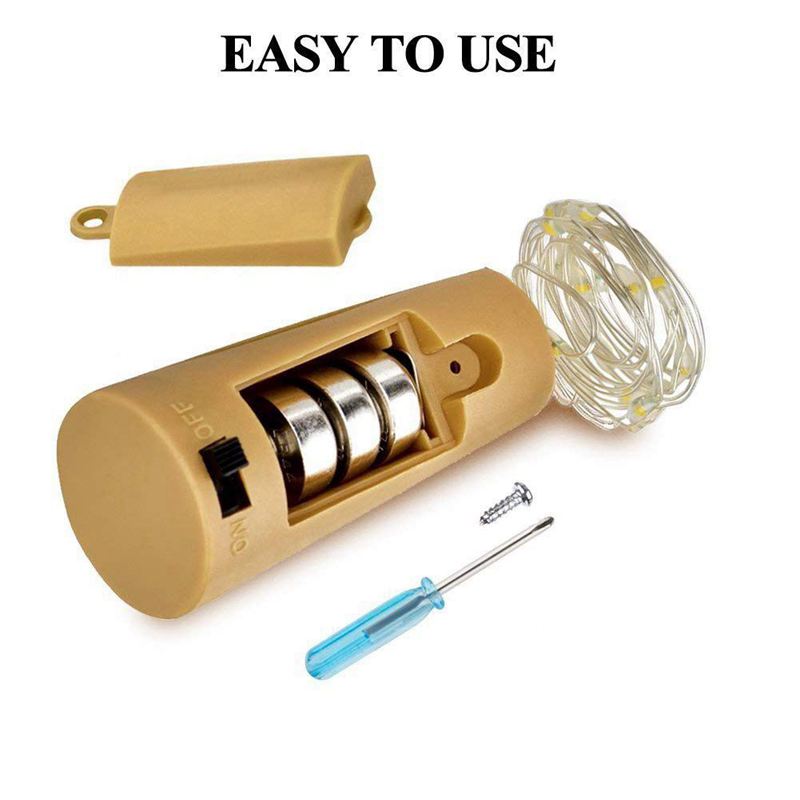 Luces de corcho para botellas de vino, luces de botellas de vino 12 paquetes de 6.5ft 20 luces de cadena de corcho de vino para tarros de cristal luces de hadas Ba