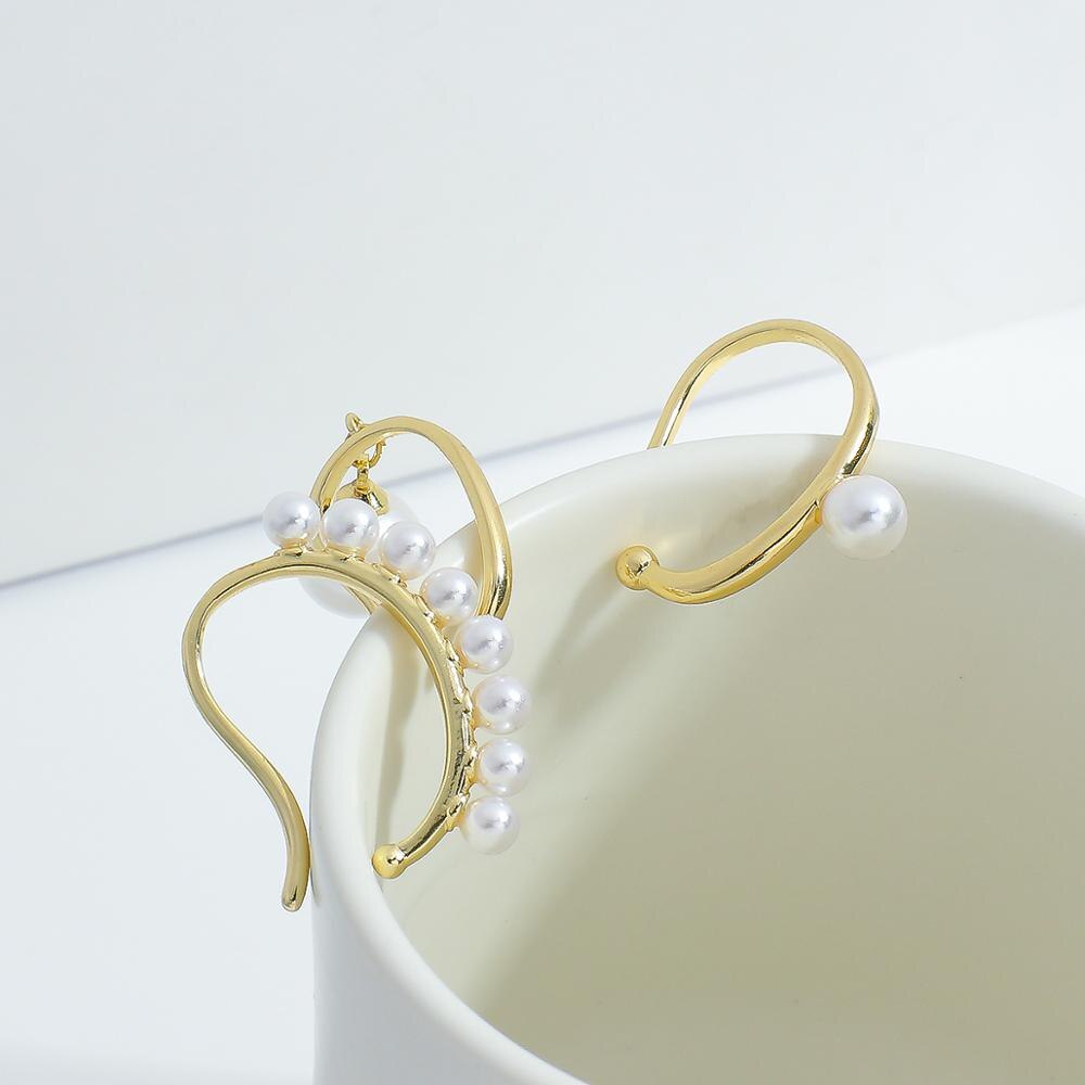 Lifefontier-pendientes redondos de perlas de imitación para mujer, aretes pequeños a la , sin Piercing, de joyería para boda: A1262098E