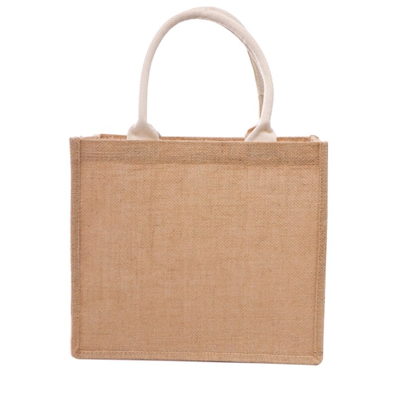 Bolso de compras de yute reutilizable Unisex, bolsa ecológica de gran capacidad, de arpillera para compras, vacaciones, playa, Picnic: Medium