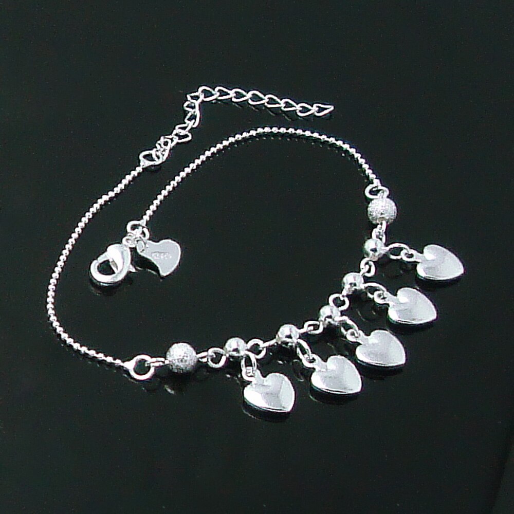 Heart anklet 925 sterling silver Anklet Female Anklets Bracelets Foot Bracelet Women Beach Jewelry Accessories