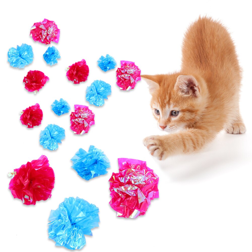 25Pcs Funny Crinkle Cat Balls Cat Sound Rustle Ball Pet Teasing Supplies