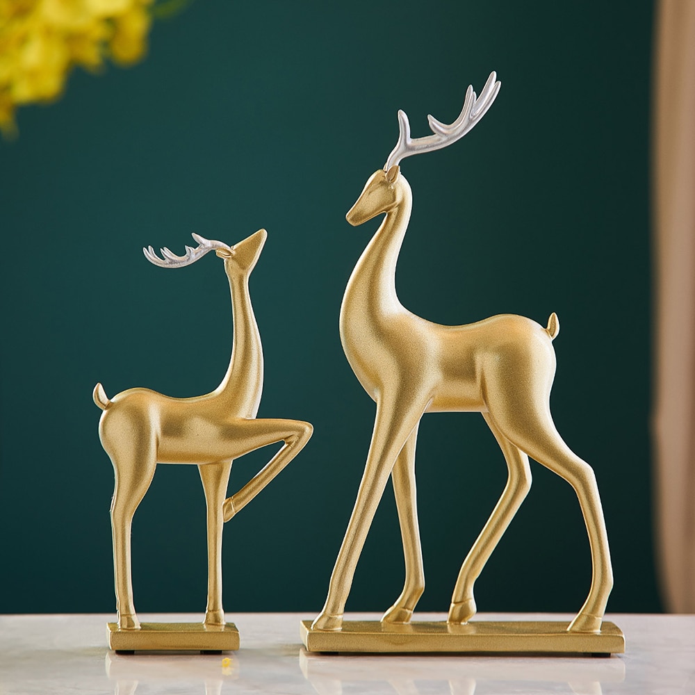 Animal figurines for interior feng shui statues and sculptures Decorative wedding garden deer decor statu figurin resin statu