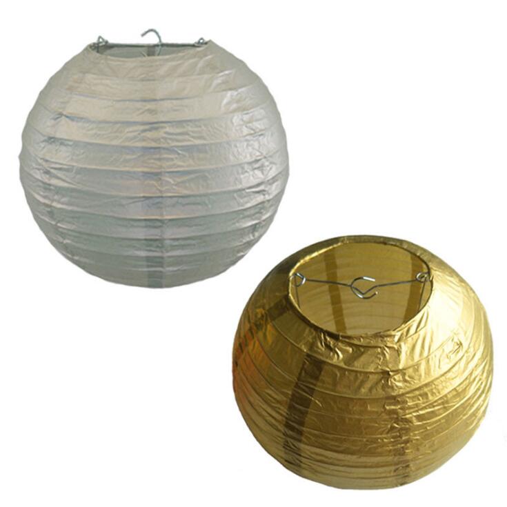 Linternas de papel de boda, lámparas chinas de 12 ", color dorado y plateado, para interiores, exteriores, fiestas, eventos, decoración artesanal colgante, 12 Uds.