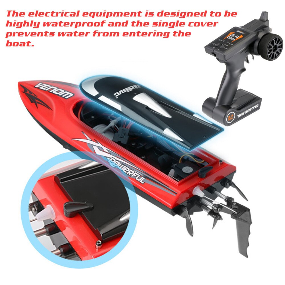 2.4GHz High Speed Wireless Remote Control Boat With Alarm Speedboat Flip Recovery Reverse Boat Model Rowing Toy