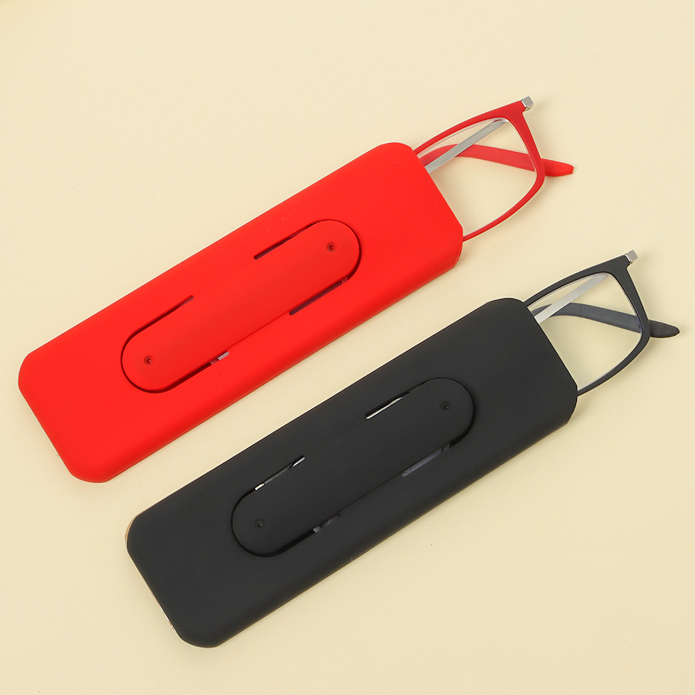 Gafas de lectura portátiles ultraligeras para hombres y mujeres, anteojos de presbicia ultrafinos de marco completo, antiazul, con soporte para teléfono y estuche de almacenamiento