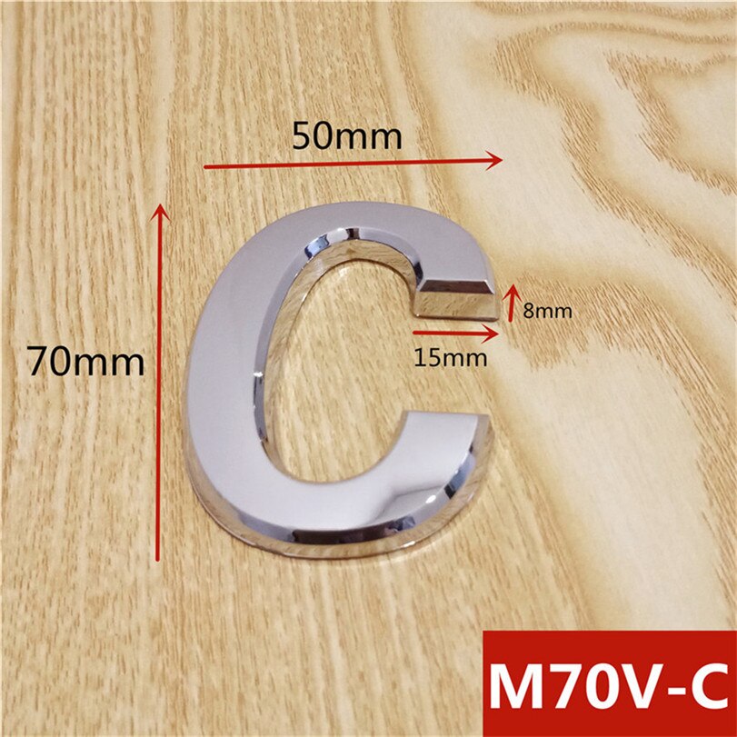 Height 70mm Silver ABS Plastic Silver Self- Adhesive House Door Numbers Address Sign Hotel Home Door Plate Sticker: C