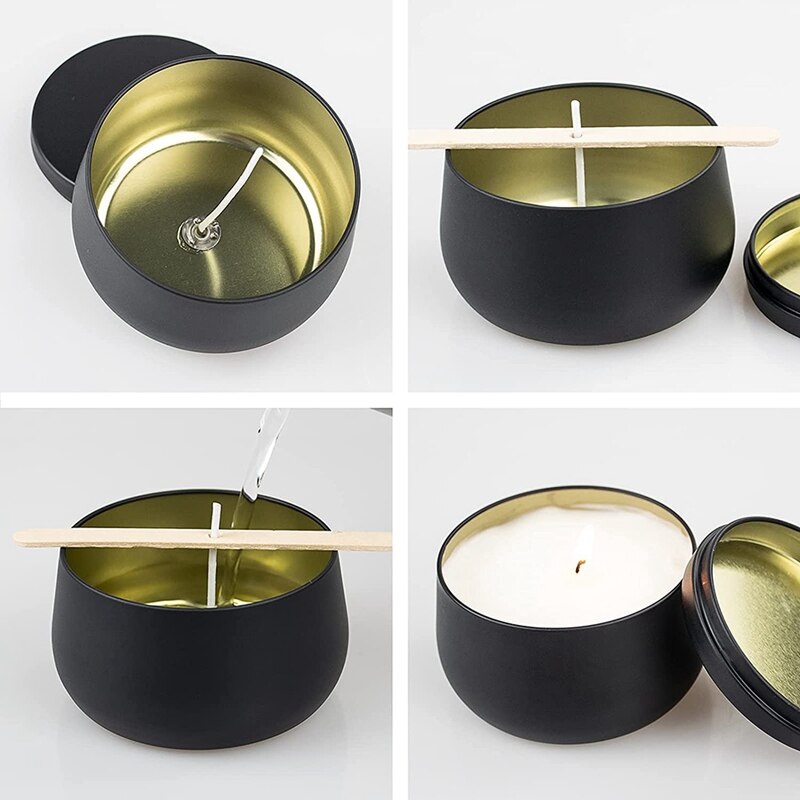 Lattine di latta per candele con coperchi-vasetti per candele da 12 pezzi, scatole di metallo per candele da 8 una volta, contenitore per candele per forniture per candele fai-da-te