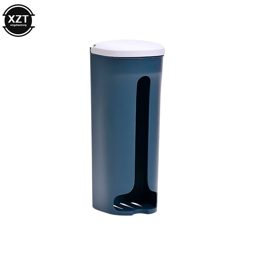 Caja de almacenamiento de bolsas de basura creativa, dispensador de bolsas de basura multiusos montado en la pared, caja de almacenamiento para accesorios de baño y cocina: Azul