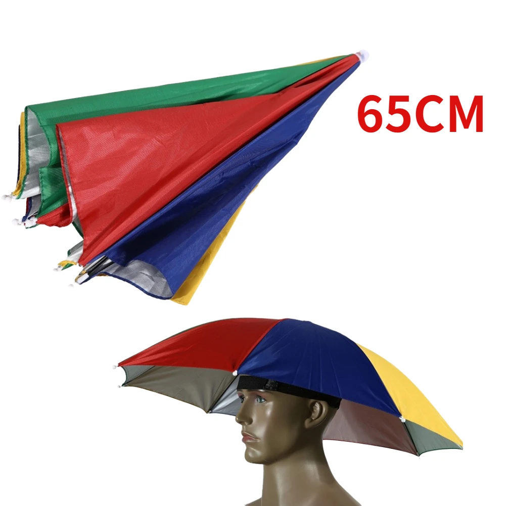 Sombrero de sombrilla de cabeza plegable para exteriores, sombrero antilluvia, antisol, gorra de sol montada en la cabeza para pesca, Golf, ciclismo, senderismo y Camping: Azul cielo