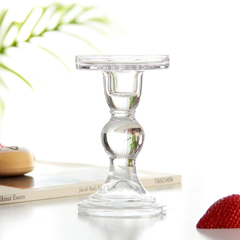 Portavelas de pilar de cristal transparente, soporte de vela cónico de doble uso para candelabros de pilar o cono (paquete de 2) (5,5 pulgadas)